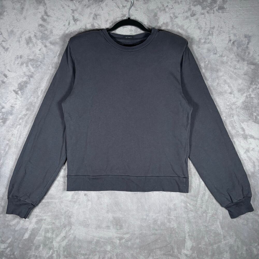 MOTHER The Push & Shove Cotton Padded Shoulder Sweatshirt Faded Black Women’s M